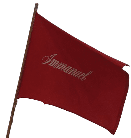 A red flag with the name immanuel written on it.