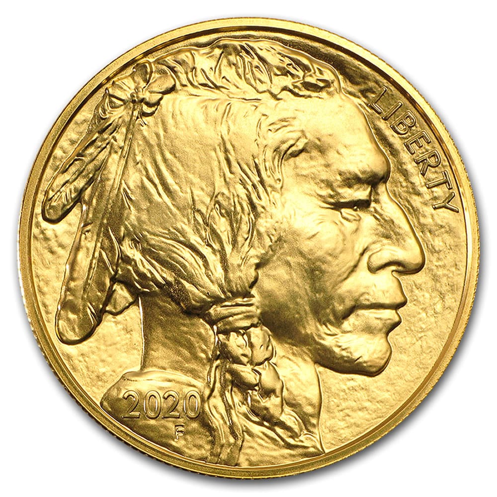 A gold coin with an indian head on it